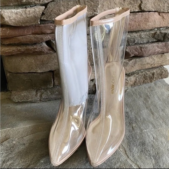 Fashion Nova Shoes - NEW Fashion Nova Transparent Clear Vinyl PVC Boots Booties Shoes 8.5 M / 8-1/2 M